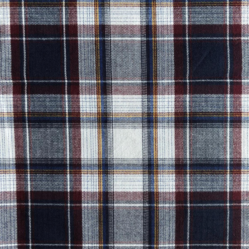 Yarn Dyed Fabric by compact yarn 100% cotton yarn dyed herringbone check carbon peached shirts woven fabric for men's shirts