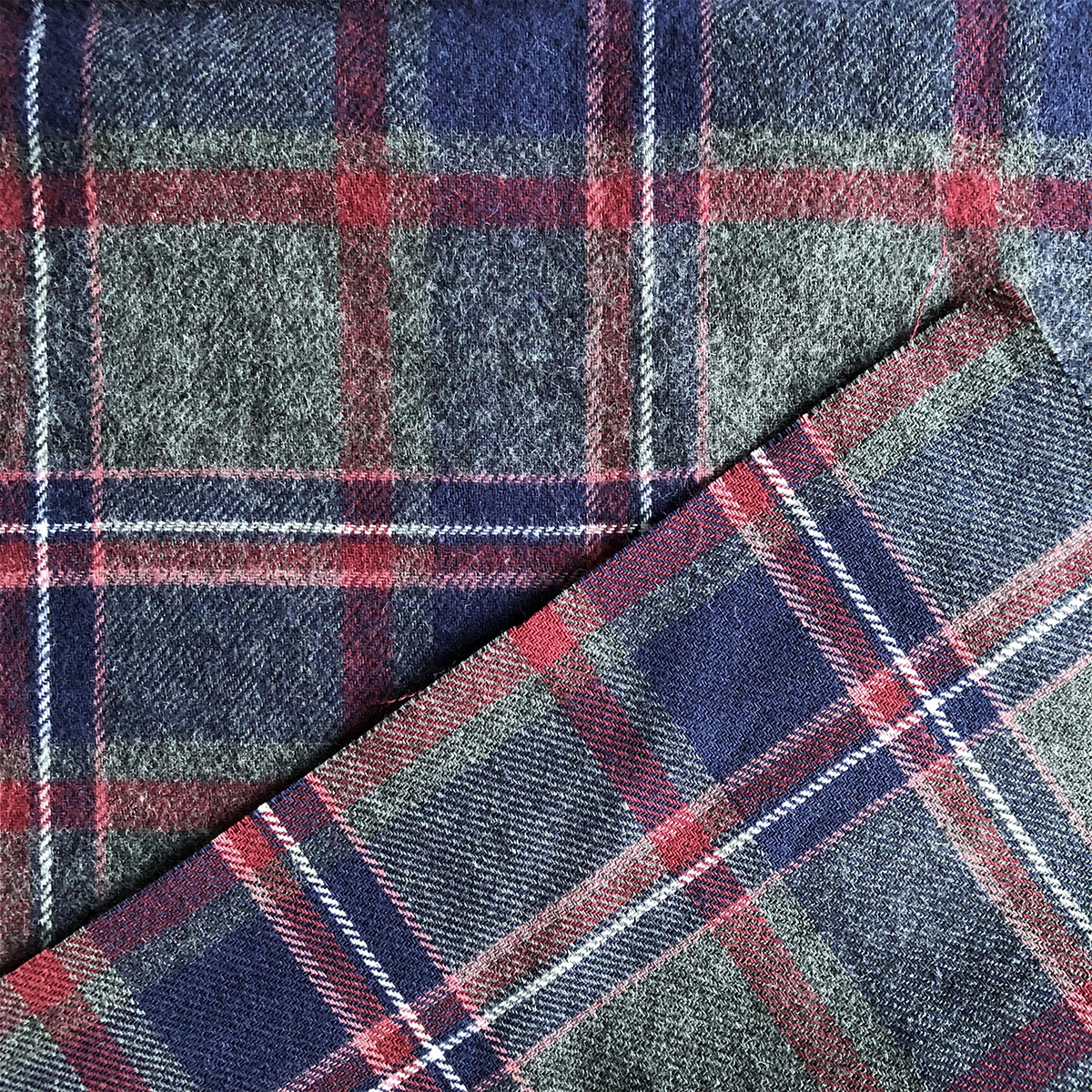 Cotton Flannel Fabric for men's casual shirts by melange yarn 100% cotton yarn dyed twill plaid brushed shirts woven fabric