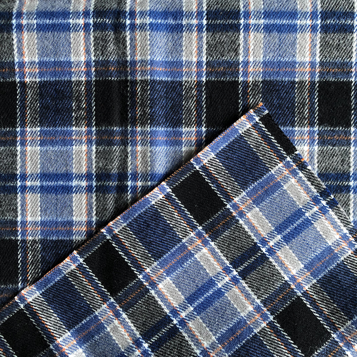 Cotton Flannel Fabric for men's casual shirts by twisted yarn 100% cotton yarn dyed twill plaid brushed shirts woven fabric