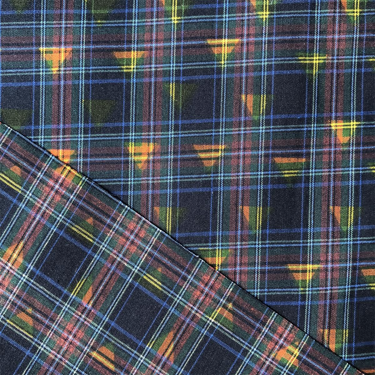 Fashion design Cotton Fabric for mens shirts 100 cotton printed over yarn dyed check plain woven shirts fabric