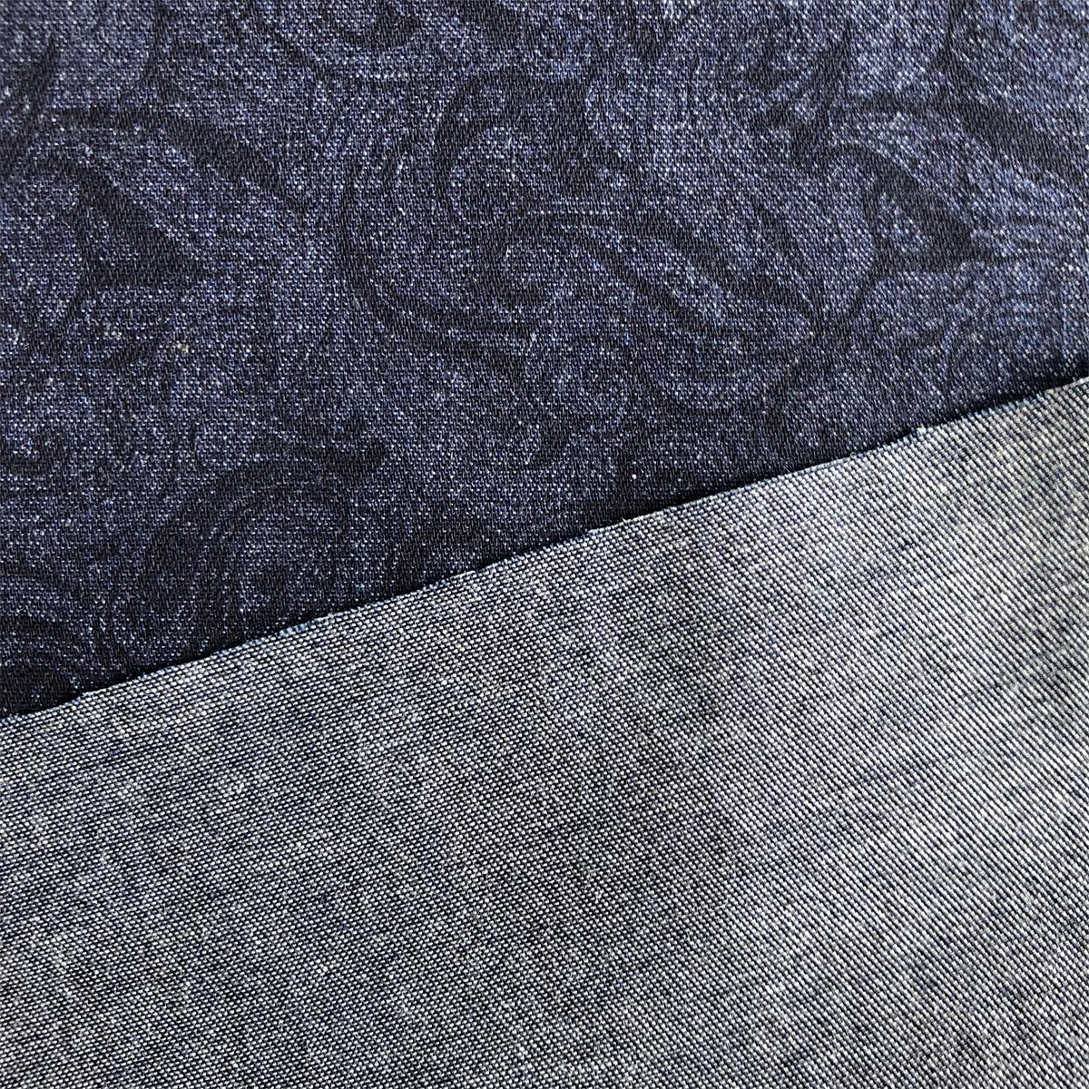 Denim Fabric by indigo yarn woven for men's casual shirts 100% cotton twill denim printed shirts woven fabric